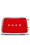 Smeg TSF01RDEU Tostadora de 2 rebanadas, 950 W, 1 Liter, Acero Inoxidable, 2...