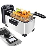 Aigostar Ken 30LEI - Freidora de 3 litros, 2000W, tapa antisalpicaduras con...