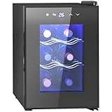HOMCOM Nevera Vinos 6 Botellas 17L Vinoteca Silenciosa con Luz LED Interior...
