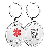 DISONCARE llavero de alerta médica personalizado,QR Meical ID etiquetas,...