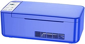 mini refrigerador electrico, ideal como refrigerador portatil para insulina, en su atractivo color azul