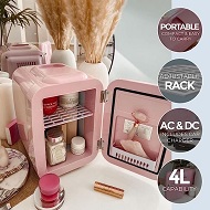 Nevera cosméticos, compacto, portatil y facil de llevar, estante ajustable, AC/DC incluye cargador de coche, 4 litros de capacidad.